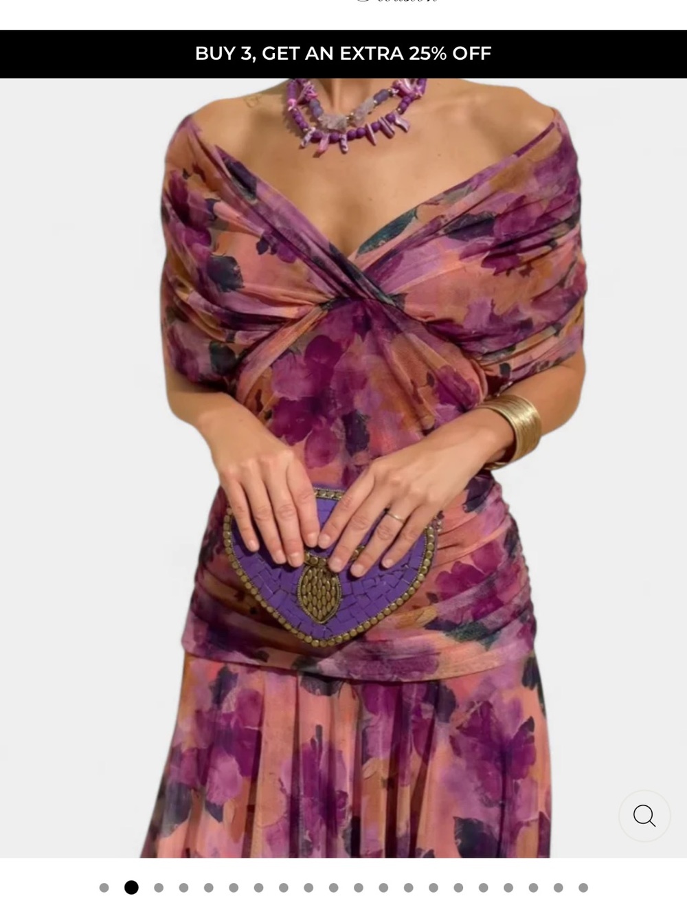 Grace Purple and Peach Floral Midi Dress